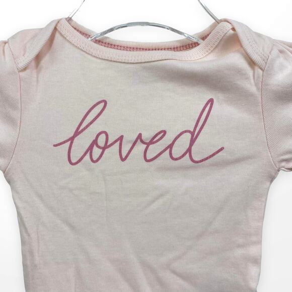 CLOUD ISLAND Pink Loved Cursive Long Sleeve Infant Bodysuit - Picture 8 of 10